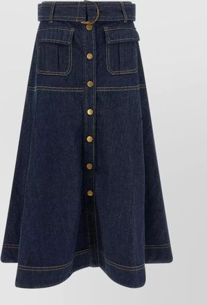Zimmermann denim high-rise a-line midi skirt