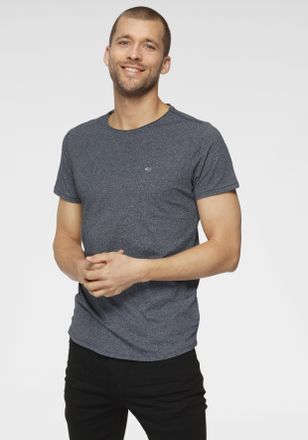 Tommy Jeans T-Shirt TOMMY JEANS TJM SLIM JASPE C NECK, Herren, Gr. M (48/50), blau (twilight navy), Single Jersey, Obermaterial: 50% Baumwolle, 50% Polyester, mel