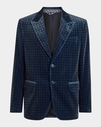 Etro Men & apos;s Milano Peak-Lapel Paisley Velvet Blazer