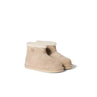 Miu Miu Suede And Shearling Booties, Woman, Desert Beige, Size 35