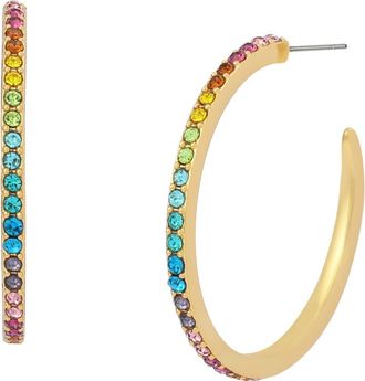 Kurt Geiger Medium Pav&eacute; Hoop Earrings in Gold/Multi at Nordstrom