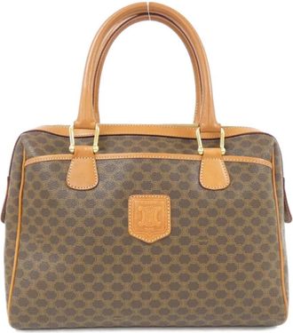 Celine Brown Coated Canvas Boston Bag (Pre-Owned)