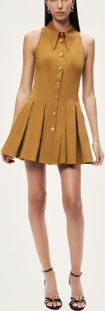 Nocturne Sleeveless Pleated Mini Dress in Camel at Nordstrom, Size X-Small Eu