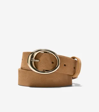 Cole Haan Womens 31MM Oval Centerbar Belt - Beige Size Medium