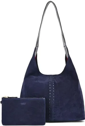OLD TREND Hydrangea Genuine Leather Suede Classic Hobo Bag in Navy at Nordstrom