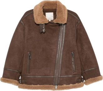 Molliolli Asymmetrische Imitatie Shearling Jas - Dames - Jassen - Bruin - XS - Jassen