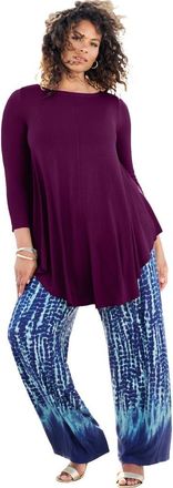 Roaman's Plus Size Boatneck Swing Ultra Drape Tunic Top in Dark Berry at Nordstrom, Size 36