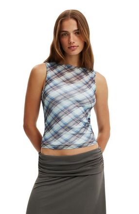 Cotton On Womens Maxi Mesh Tank in Mila Check Cosmic Star at Nordstrom, Size Xx-Small