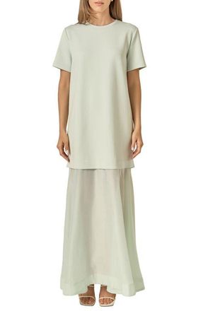 English Factory See Through Mixed Media Maxi Dress in Mint at Nordstrom, Size X-Small