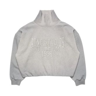 Acne Studios Sudadera de Felpa con Logo - Sweatshirts & Hoodies - Mujer - Gris - S