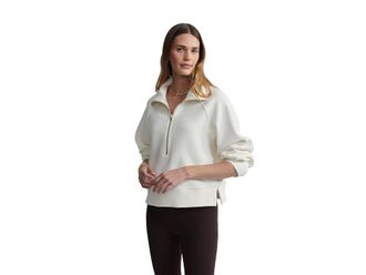 Varley Milano Half Zip Sweat Womens Sweater Ivory : LG, Cotton/Polyester