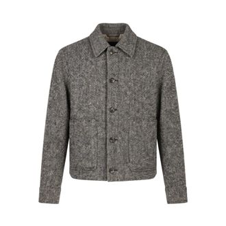 Agnona Overshirt Cashmere Blend Tweed Double Face - Heren - Jassen - Grijs - Maat: XL Tweed