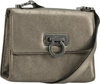 Ferragamo Pre-owned Leather Shoulder Bag - Dames - Vintage Schoudertas - Grijs - ONE Size - Leer - Vintage