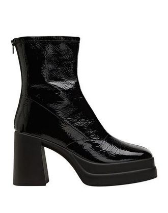 8 by YOOX PATENT SQUARE TOE ANKLE BOOTS