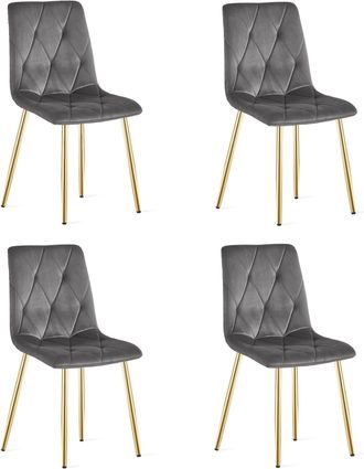 OEM Silla Libra - Terciopelo Gris Oscuro / Patas Doradas X 4