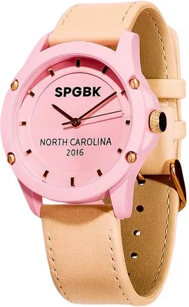 Springbreak Watches Pink Lemonade Leather Strap Watch, 44mm in Candy Pink at Nordstrom