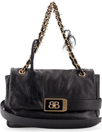Balenciaga Zwarte Schoudertas met Ketting - Dames - Schoudertassen - Zwart - ONE Size - Leer - Tassen