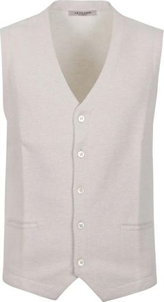 La Fileria Gebreid Vest - Heren - Gillet - Beige - XL - Kostuums