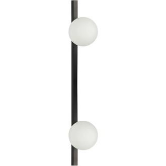 Beliani L&aacute;mpara De Pared De Vidrio Negro Blanco 85 Cm Metal Aplique Pantallas Globo Isabella