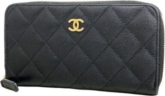 Chanel Black Grained Calfskin Coin Purse/Coin Case (Pre-Owned)