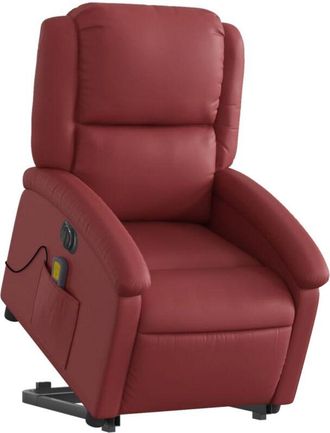 vidaXL Vidaxl - Sill&oacute;n De Masaje Elevable El&eacute;ctrico Cuero Artificial Rojo Tinto