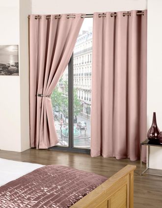 Emma Barclay Cali Eyelet - Woven Thermal Blackout Eyelet Curtains in Blush Pink - Width 66 x Drop 90 (168 x 229cm) - Emma Barclay | TJ Hughes