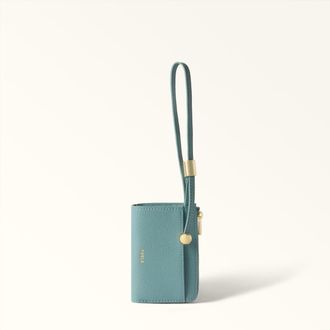 Furla Laura Porta Carte Di Credito S Cloud Blue Blu Pelle Stampata Donna