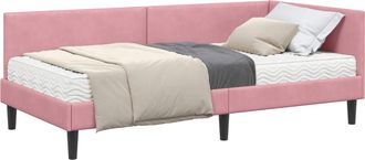 vidaXL Estructura De Cama Esquina Con Colch&oacute;n 2 Uds. Rosa 100 X 200 Cm Vidaxl