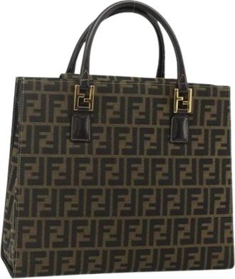 Fendi Pre-owned Tote Bags, female, Brown, Size: ONE SIZE Pre-owned Zucca Canvas Tote Bag