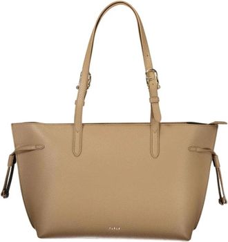 Furla Luxe Leren Handtas - Dames - Shoppers - Beige - ONE Size - Leer - Tassen