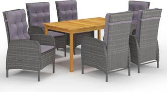 vidaXL Juego De Comedor De Jard&iacute;n De 7 Piezas Gris Vidaxl