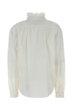 Isabel Marant Ruffled Pleated Cotton Shirt - White