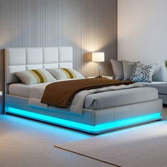OEM Cama Lit 140 X 190 Cm Con Somier - Led - Cama Doble De Almacenamiento - Cama Hidr&aacute;ulica 140 X 190 Con Almacenamiento Debajo De La Cama