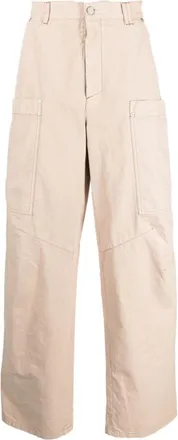 Palm Angels Beige Cotton Trousers
