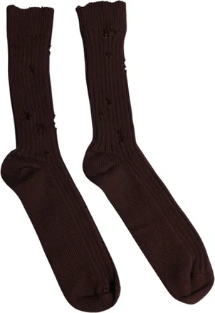 Dolce & Gabbana Unisex Brown Cotton Stretch Over The Calf Socks Blend Clothing