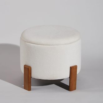 Maisons du monde Puf redondo de almacenaje color crudo