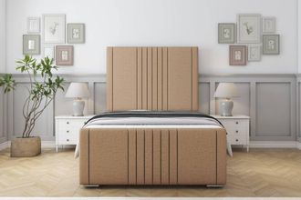 Sloomy Harrington Dumfries Frame-Mattress - 50 Upholstered Headboard in Light Brown | Size: Double