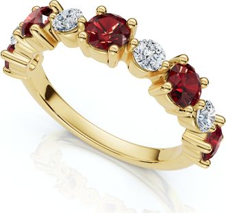 Pompeii3 1Ct Sylvia Ruby & Diamond Anniversary Ring Gold Lab Grown