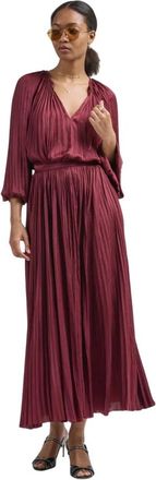 Ulla Johnson Lulu Geplooide Lange Rok - Dames - Casual kleedjes - Rood - M - Polyester - Kleedjes