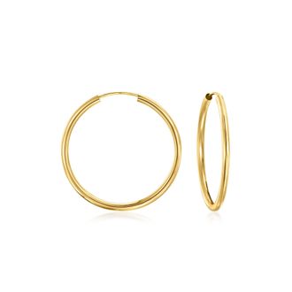 Ross-Simons Italian 1.5mm 14kt Yellow Gold Endless Hoop Earrings