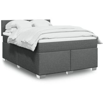 vidaXL Cama Box Spring Con Colch&oacute;n Tela Gris Oscuro 140x190 Cm Vidaxl