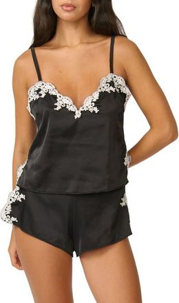Kat The Label Cinderella Lace Trim Satin Tap Shorts in Black at Nordstrom, Size X-Small