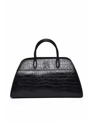 Ermanno Scervino Black Polyurethane Vienna Tote Bag