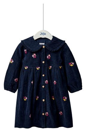 JoJo Maman B&eacute;b&eacute; Floral Embroidered Long Sleeve Corduroy Dress at Nordstrom, Size 12-18M