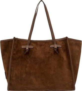 Gianni Chiarini Cognac Suede Detachable Pouch Leather Tote Bag