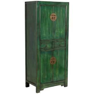 Wanderlust Deco Armario de madera verde 80x48x184h cm