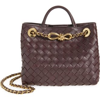 Bottega Veneta Small Andiamo Chain Leather Shoulder Bag in 2264 Dark Barolo-M Brass at Nordstrom