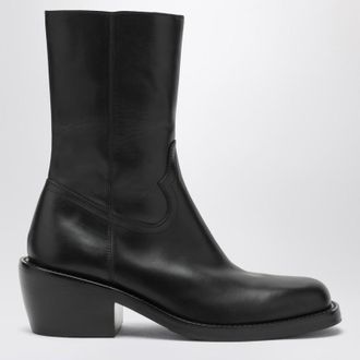 Dries Van Noten Black leather ankle boots