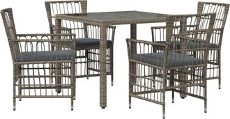 vidaXL Juego De Comedor Para Exteriores 5 Uds. Gris Rat&aacute;n Sint&eacute;tico Vidaxl