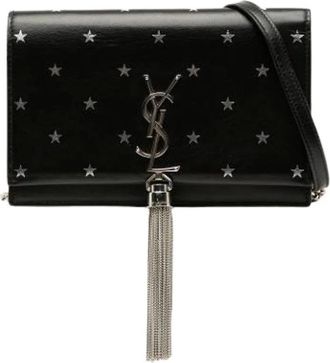 Saint Laurent Pre-owned Cross Body Bags, female, Black, Size: ONE SIZE Pre-owned Leather Crossbody Bag